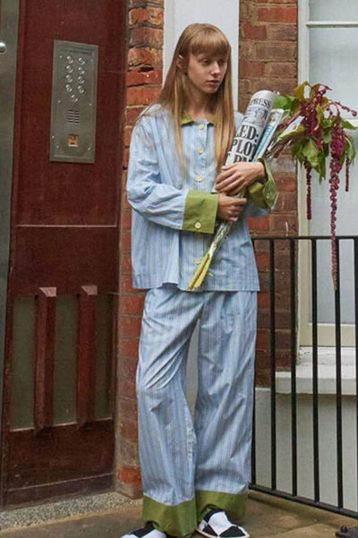 Striped Color-Block Pajama Set