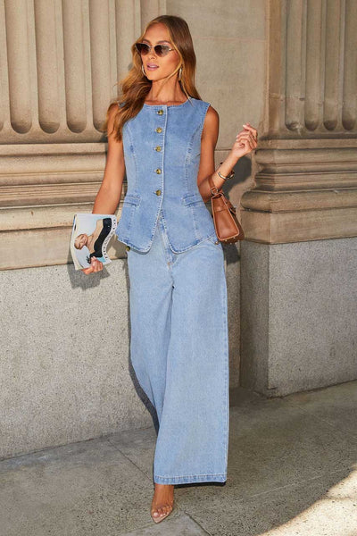 Distressed Loose Denim Suit