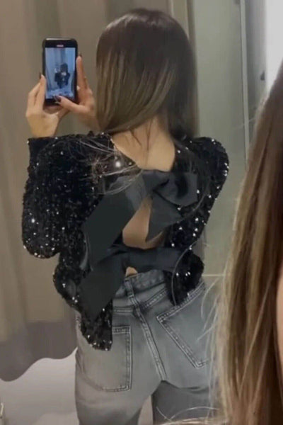 Tie-front Sequined Jacket