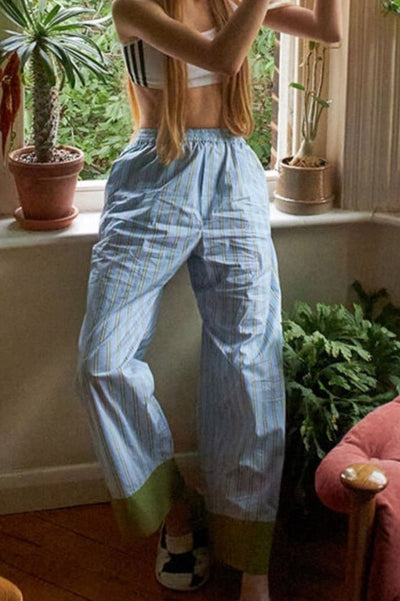 Striped Color-Block Pajama Set