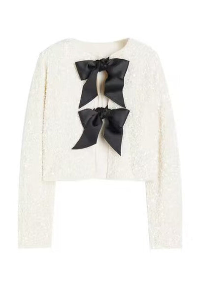 Tie-front Sequined Jacket