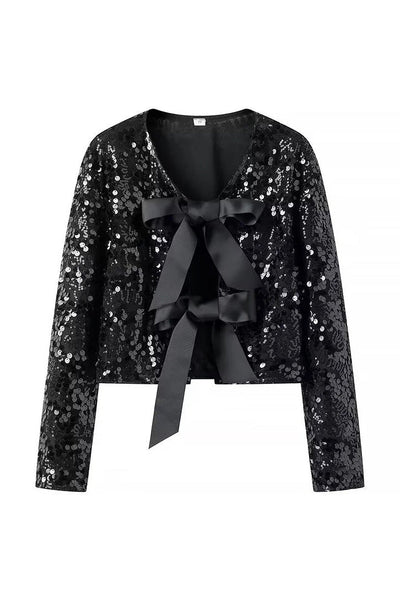 Tie-front Sequined Jacket